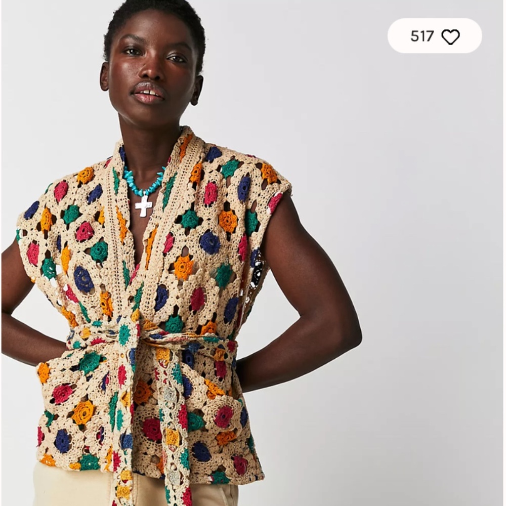 Free People Sissel Edelbo Nell Chroched Vest